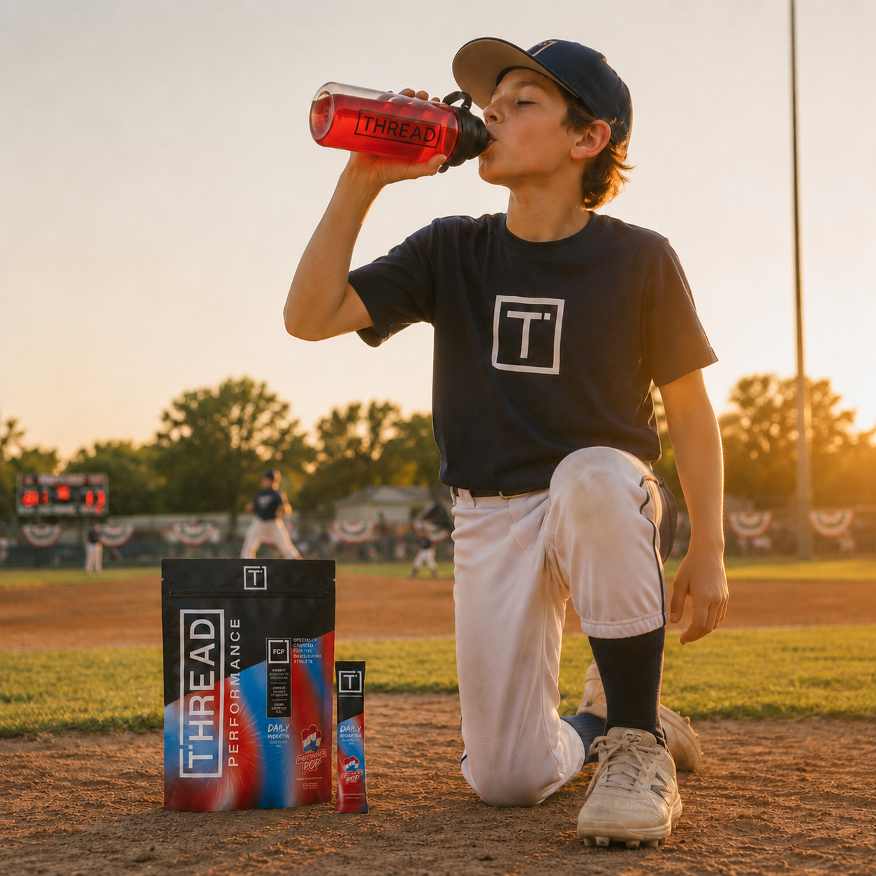 Young baseball player on the field with Thread Performance